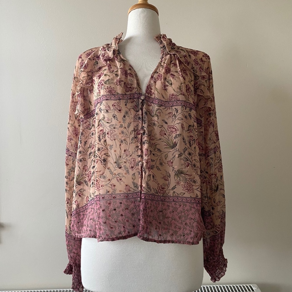 Zara rose colored floral boho top medium